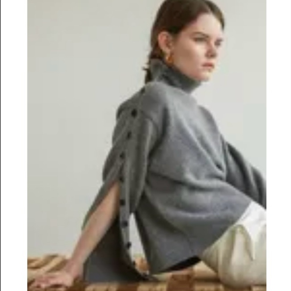 KINDERSALMON Button Turtleneck Sweater